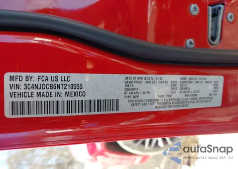 2022 Jeep Compass (Red) Edition 4X4 z USA, uszkodzony, nr VIN 3C4NJDCB6NT210555